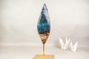 Natural Teal Blue Crystal Flame Sculpture, Rare Blue Rhodonite Quartz - E2D Crystals & Minerals