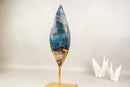 Natural Teal Blue Crystal Flame Sculpture, Rare Blue Rhodonite Quartz - E2D Crystals & Minerals