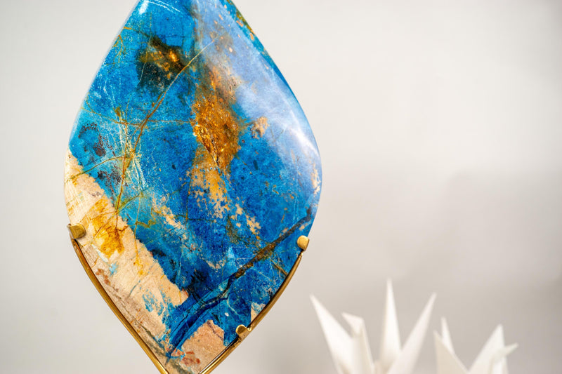 Hand - Carved Blue Rhodonite Crystal Flame - E2D Crystals & Minerals