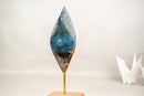 Large 16" Natural Teal Blue Rhodonite Crystal Flame Sculpture - E2D Crystals & Minerals