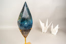 Large 16" Natural Teal Blue Rhodonite Crystal Flame Sculpture - E2D Crystals & Minerals