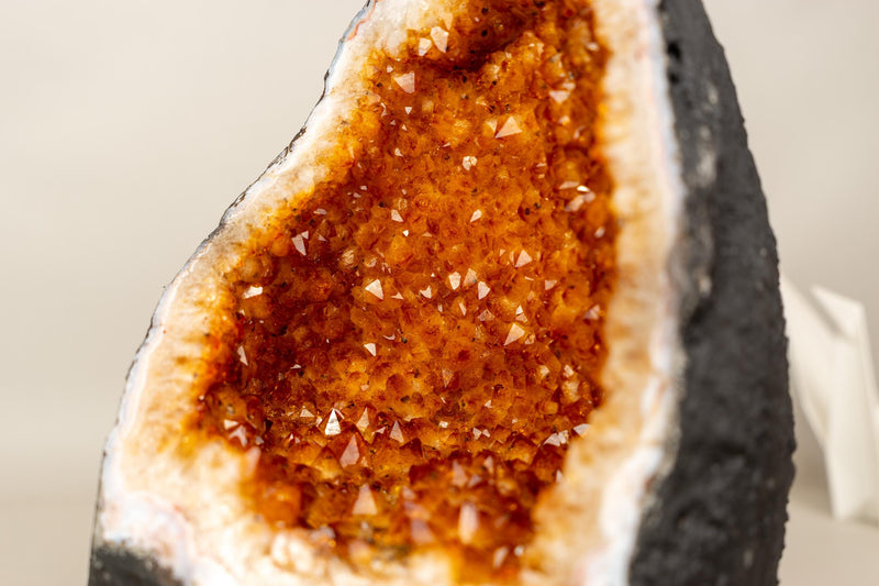 High - Grade Citrine Geode with Intense Orange Druzy - E2D Crystals & Minerals
