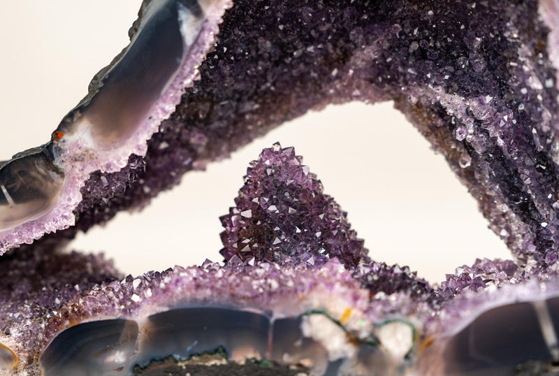 Rare Amethyst Geode with Calcite Crystal Formation Covered in Galaxy Druzy - E2D Crystals & Minerals