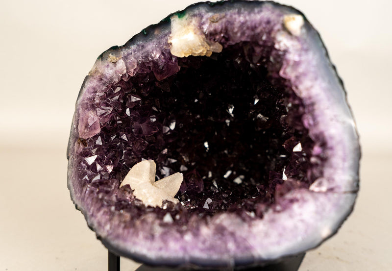 Amethyst Geode with Rare Calcite Crystal Inclusion - E2D Crystals & Minerals