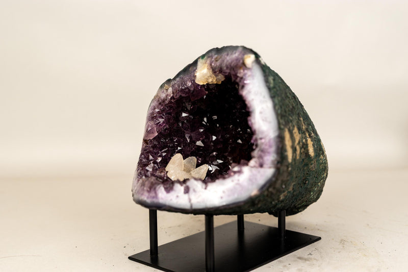 Amethyst Geode with Rare Calcite Crystal Inclusion - E2D Crystals & Minerals