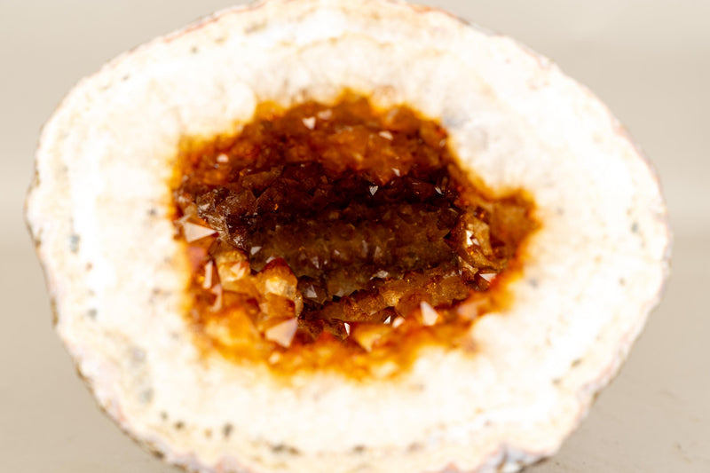 Natural Citrine Geode Cave with Golden - Orange Druzy on Quartz Frame - E2D Crystals & Minerals