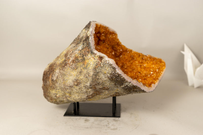 All - Natural Citrine Geode Cave with Vibrant, Sparkly Orange Points - E2D Crystals & Minerals