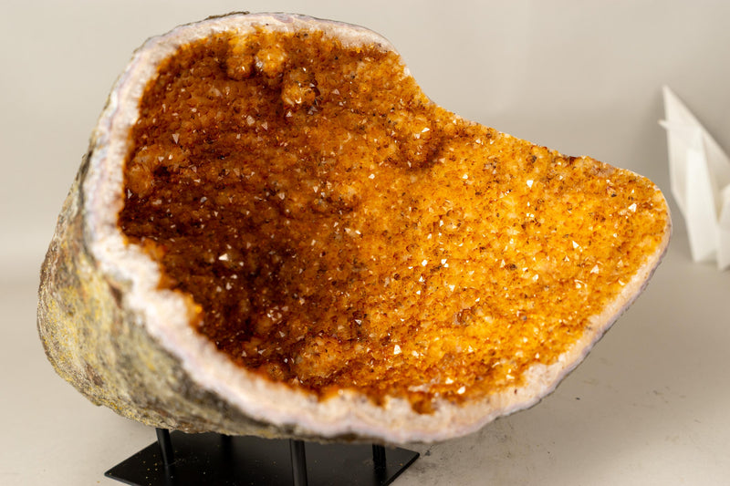All - Natural Citrine Geode Cave with Vibrant, Sparkly Orange Points - E2D Crystals & Minerals