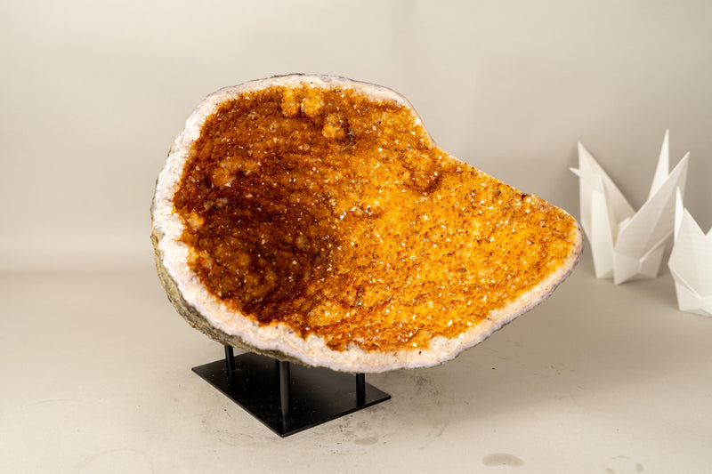 All - Natural Citrine Geode Cave with Vibrant, Sparkly Orange Points - E2D Crystals & Minerals
