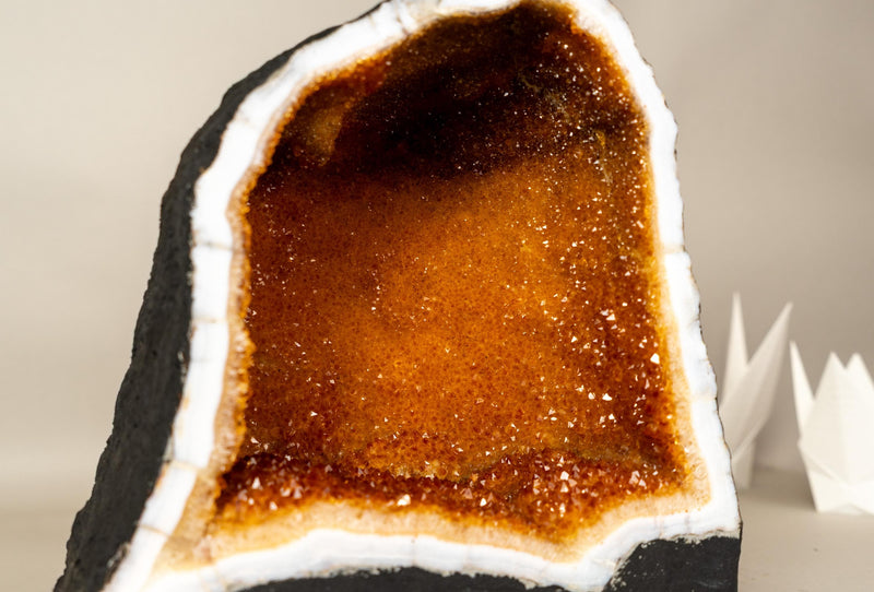 All - Natural Citrine Geode Cave with Rare Galaxy Druzy and Vibrant Color - E2D Crystals & Minerals
