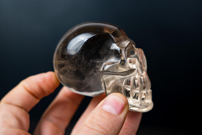 AAA - Grade Smoky Citrine Quartz Skull – Small Hand - Carved Honey Citrine Crystal - E2D Crystals & Minerals