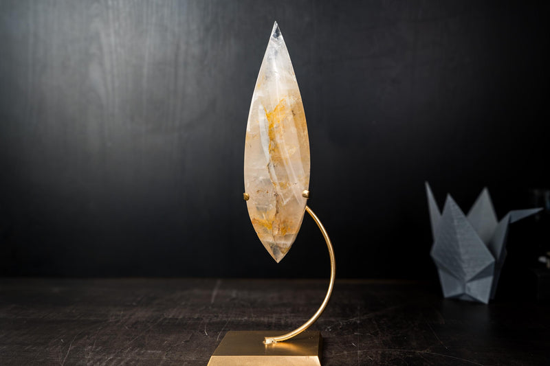 Golden Healer Quartz Flame Sculpture – Delicate Hematoid Crystal - E2D Crystals & Minerals