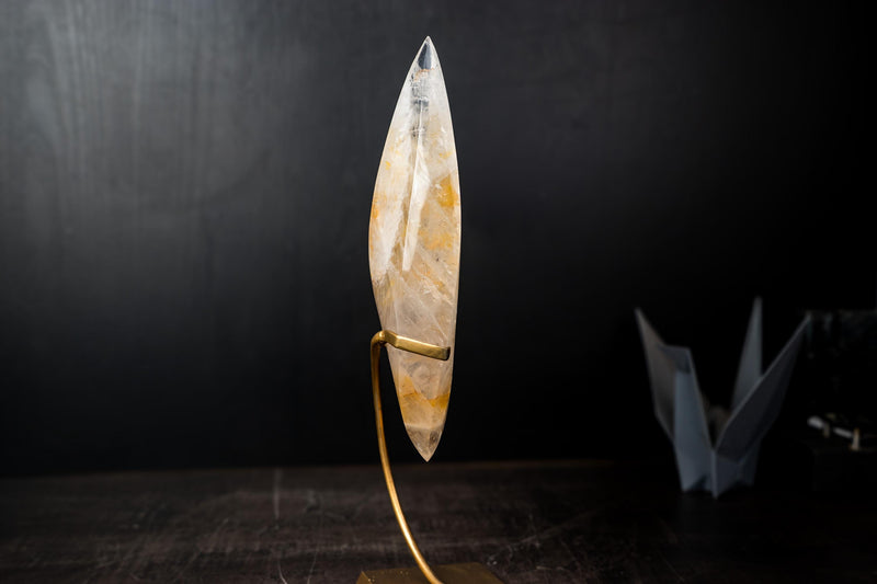 Golden Healer Quartz Flame Sculpture – Delicate Hematoid Crystal - E2D Crystals & Minerals