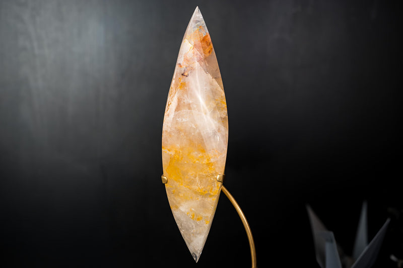 Golden Healer Quartz Flame Sculpture – Delicate Sculptural Hematoid Crystal - E2D Crystals & Minerals