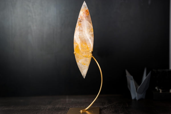 Golden Healer Quartz Flame Sculpture – Delicate Sculptural Hematoid Crystal - E2D Crystals & Minerals