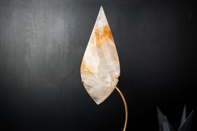 Large Golden Healer Quartz Teardrop Sculpture - Natural Crystal Art - E2D Crystals & Minerals
