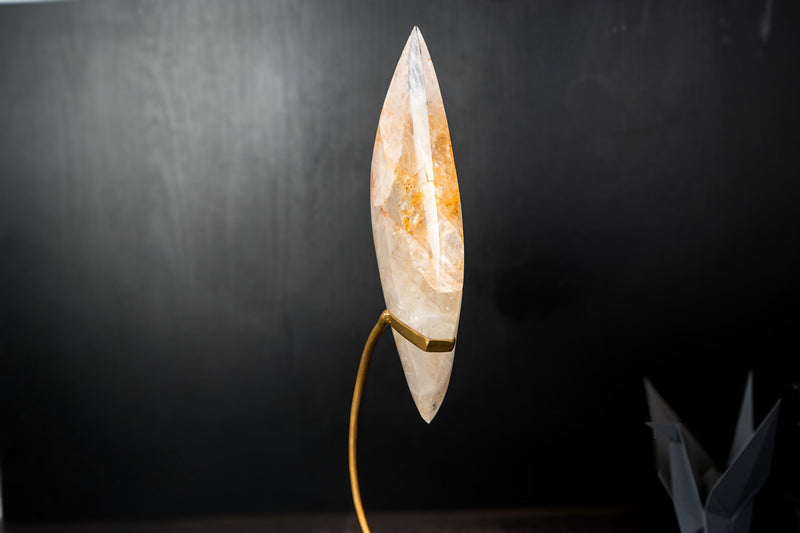 Large Golden Healer Quartz Teardrop Sculpture - Natural Crystal Art - E2D Crystals & Minerals