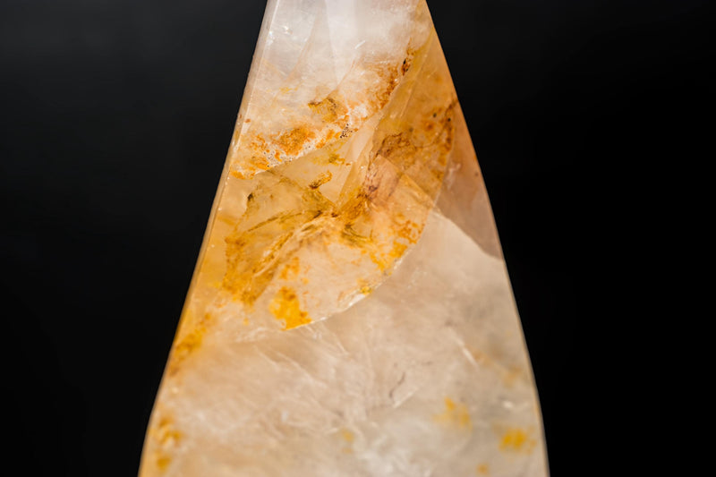 Large Golden Healer Quartz Teardrop Sculpture - Natural Crystal Art - E2D Crystals & Minerals