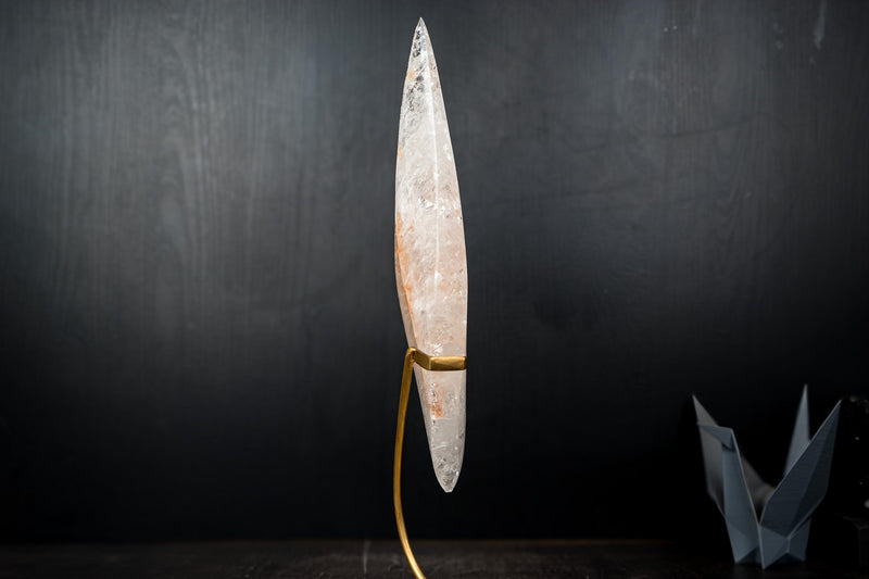 Clear Quartz Crystal Pointy Flame Sculpture – Natural Quartz with Hematite - E2D Crystals & Minerals