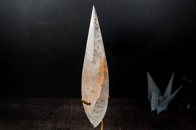 Clear Quartz Crystal Pointy Flame Sculpture – Natural Quartz with Hematite - E2D Crystals & Minerals