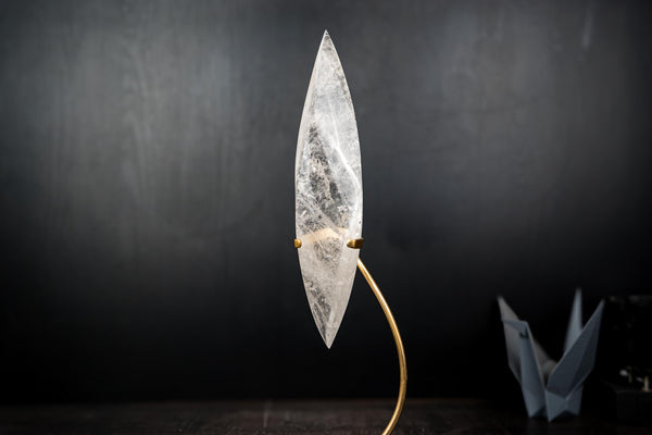 Clear Quartz Crystal Flame Sculpture – All - Natural, Handcarved Quartz - E2D Crystals & Minerals