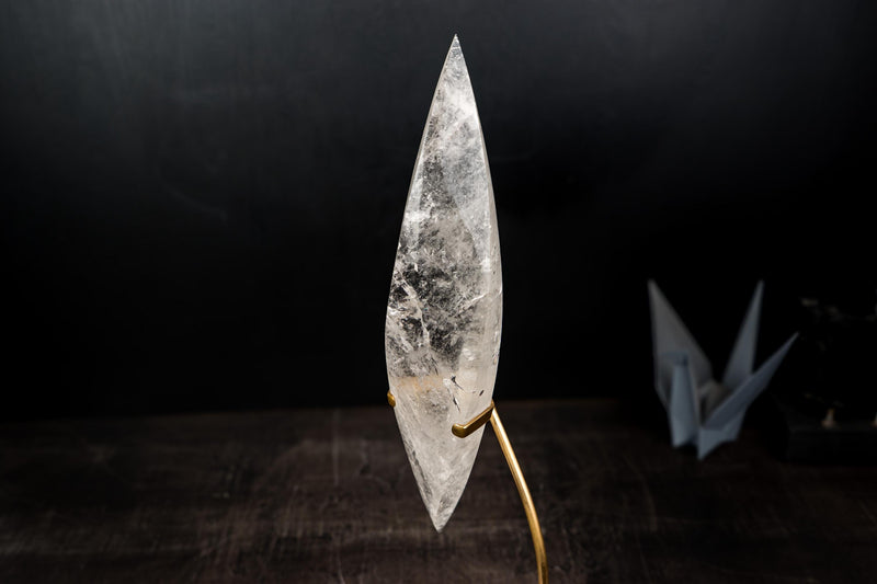 Clear Quartz Crystal Flame Sculpture – All - Natural, Handcarved Quartz - E2D Crystals & Minerals
