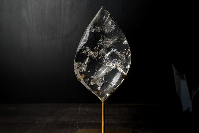 AAA - Grade Water - Clear Lemurian Crystal Quartz Flame Sculpture - E2D Crystals & Minerals