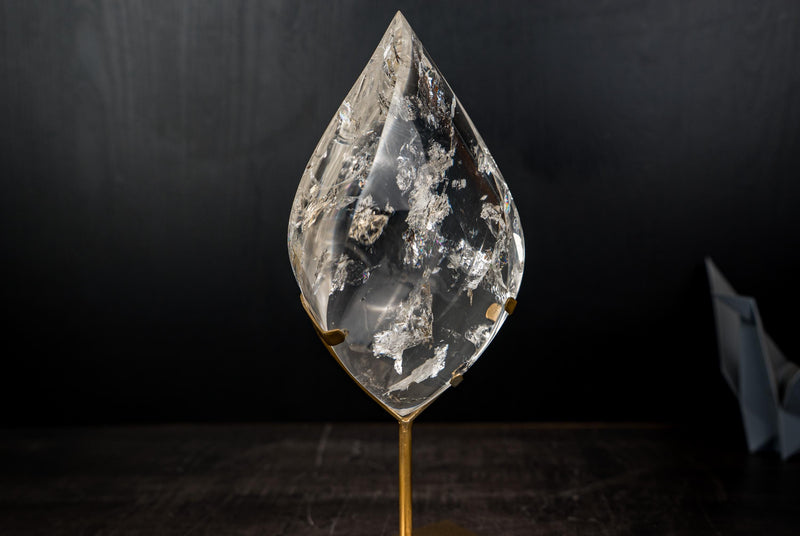 AAA - Grade Water - Clear Lemurian Crystal Quartz Flame Sculpture - E2D Crystals & Minerals