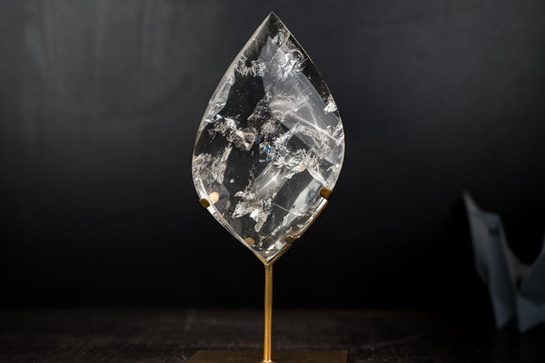 AAA - Grade Water - Clear Lemurian Crystal Quartz Flame Sculpture - E2D Crystals & Minerals