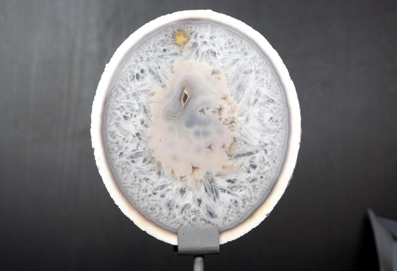 Rare Natural white Lace Agate Slice with Crystal Interior - E2D Crystals & Minerals