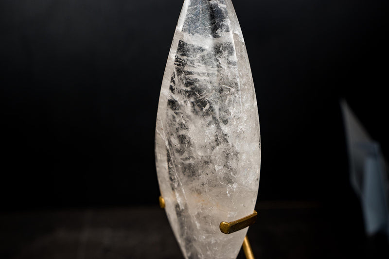 Natural Clear Quartz Flame Sculpture – Hand - Carved Crystal Generator - E2D Crystals & Minerals