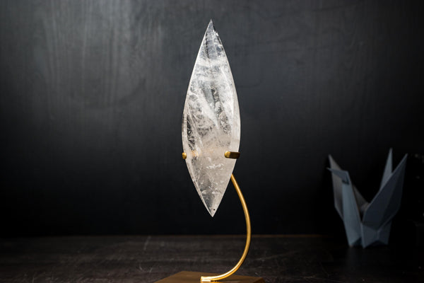 Natural Clear Quartz Flame Sculpture – Hand - Carved Crystal Generator - E2D Crystals & Minerals