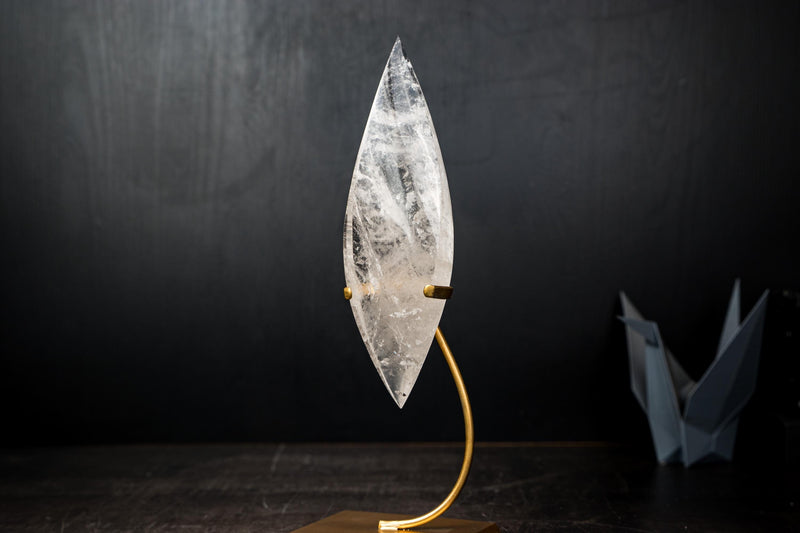 Natural Clear Quartz Flame Sculpture – Hand - Carved Crystal Generator - E2D Crystals & Minerals
