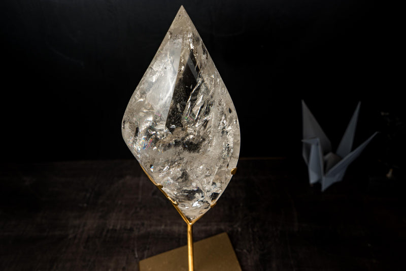 High - Grade Water - Clear Lemurian Quartz Flame Sculpture - E2D Crystals & Minerals