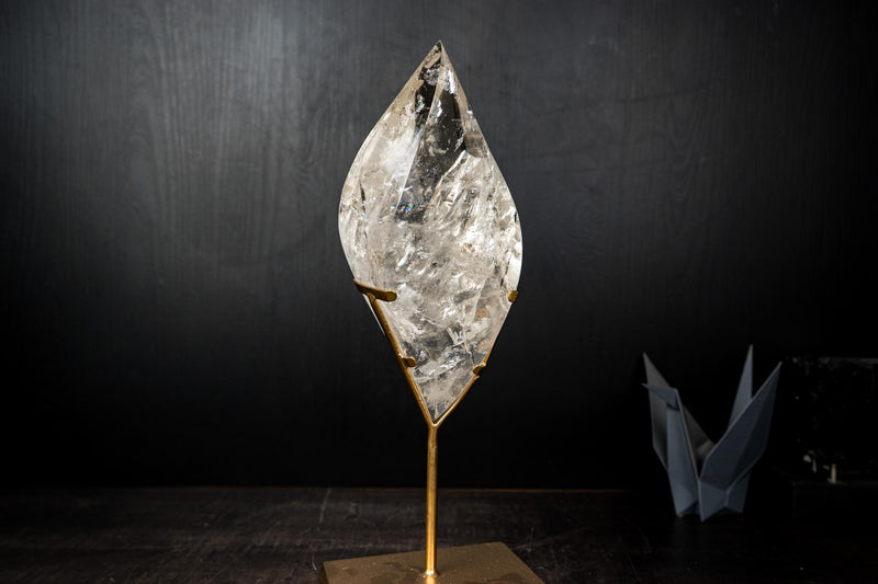 High - Grade Water - Clear Lemurian Quartz Flame Sculpture - E2D Crystals & Minerals