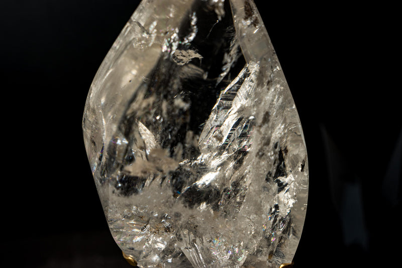 High - Grade Water - Clear Lemurian Quartz Flame Sculpture - E2D Crystals & Minerals