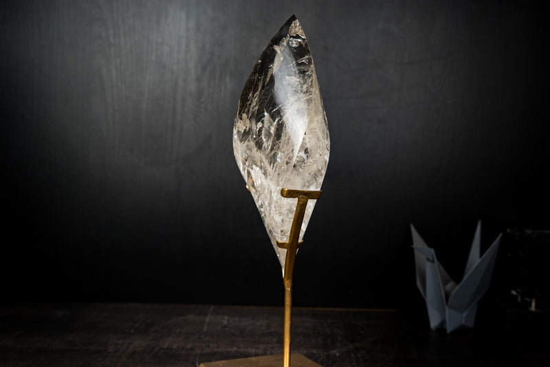 High - Grade Water - Clear Lemurian Quartz Flame Sculpture - E2D Crystals & Minerals