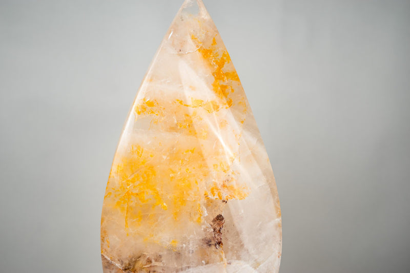 XL 27 - Inch Golden Healer (Hematoid) Quartz Flame Sculpture - E2D Crystals & Minerals