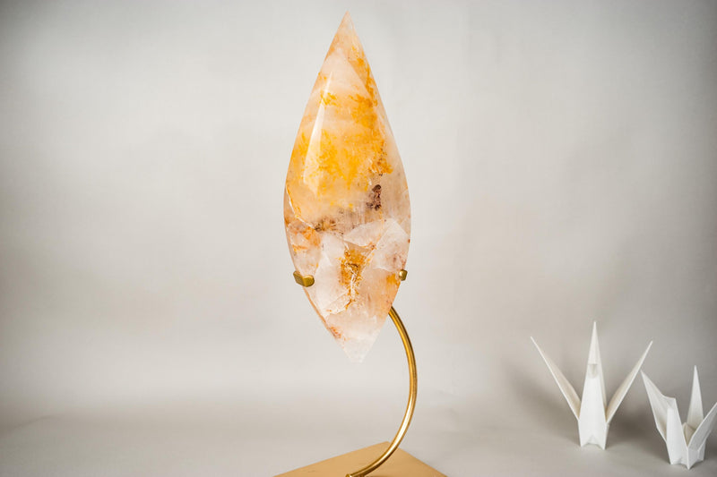 XL 27 - Inch Golden Healer (Hematoid) Quartz Flame Sculpture - E2D Crystals & Minerals