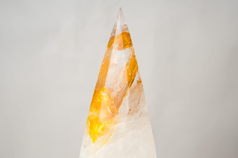 25 - Inch Golden Healer Quartz Flame – Hand - Sculpted Hematoid Quartz - E2D Crystals & Minerals