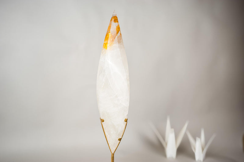 25 - Inch Golden Healer Quartz Flame – Hand - Sculpted Hematoid Quartz - E2D Crystals & Minerals