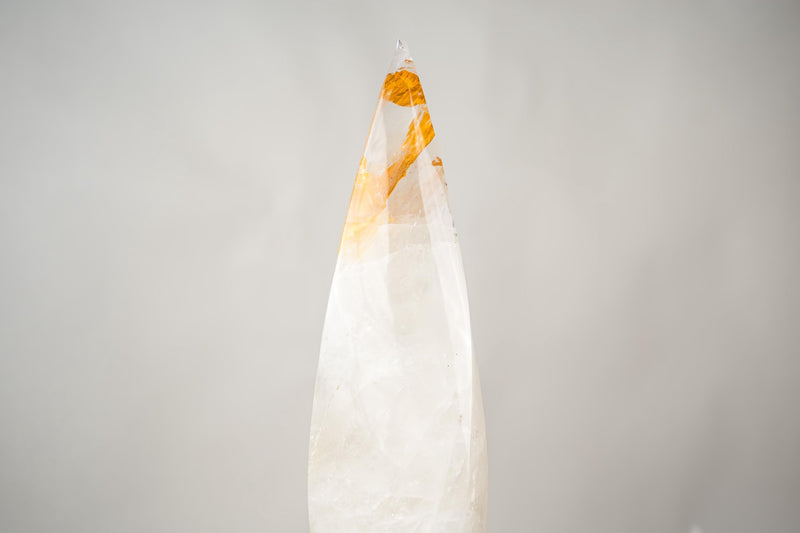 25 - Inch Golden Healer Quartz Flame – Hand - Sculpted Hematoid Quartz - E2D Crystals & Minerals
