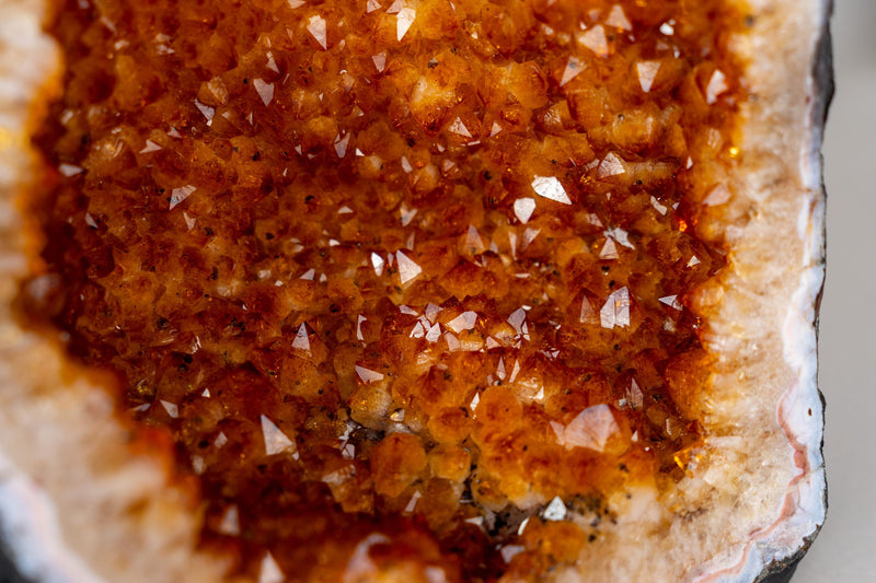 High - Grade Citrine Geode with Intense Orange Druzy - E2D Crystals & Minerals