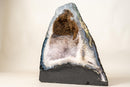 Collector’s Bi - Color Agate Geode with Sparkly Sugar Druzy and Rare White Amethyst - E2D Crystals & Minerals