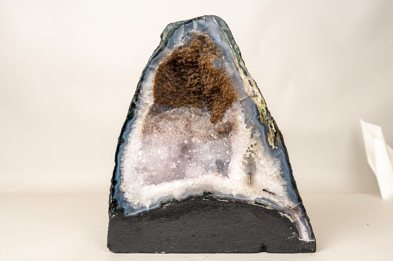 Pair of Rare Bi - Color Agate Geodes with Sparkly Sugar Druzy and White Amethyst - E2D Crystals & Minerals