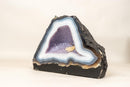 Rare Intact Blue & White Lace Agate Geode with Violet Druzy - E2D Crystals & Minerals
