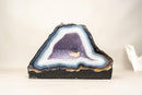 Rare Intact Blue & White Lace Agate Geode with Violet Druzy - E2D Crystals & Minerals