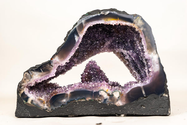 Rare Amethyst Geode with Calcite Crystal Formation Covered in Galaxy Druzy - E2D Crystals & Minerals