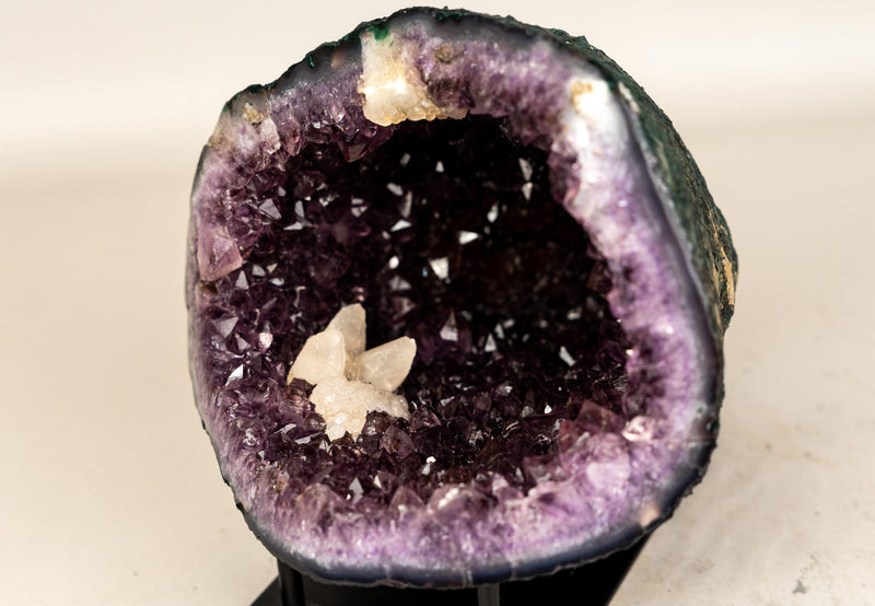 Amethyst Geode with Rare Calcite Crystal Inclusion - E2D Crystals & Minerals