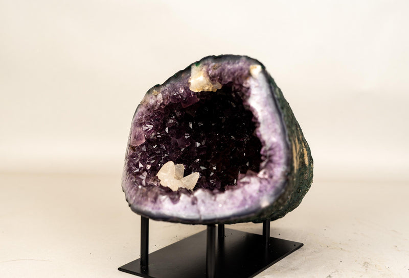 Amethyst Geode with Rare Calcite Crystal Inclusion - E2D Crystals & Minerals